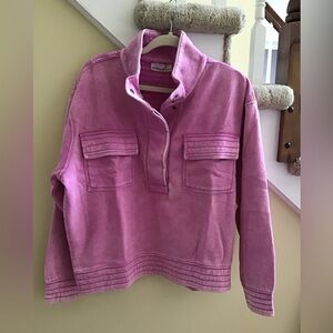ZENANA NWT Jacket French Terry Violet Purple  Acid Wash Size Small - Large
